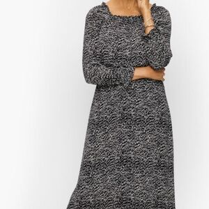 Talbot's SMOCKED FIT & FLARE DRESS - ABSTRACT ANIMAL dress